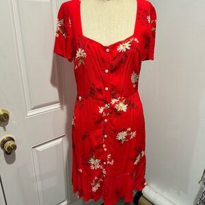 NWOT ASOS Warehouse Red Floral Button Down Midi Dress 6